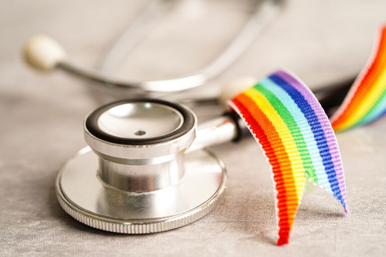 Stethoscope with rainbow ribbon